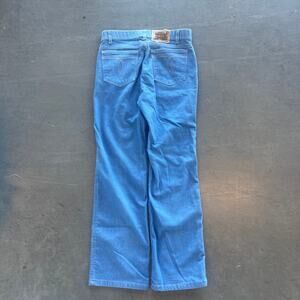 Vintage Y2k 80's Blue Levi's Painter Action Wide Leg Flare Pants Brown Tab 27x27